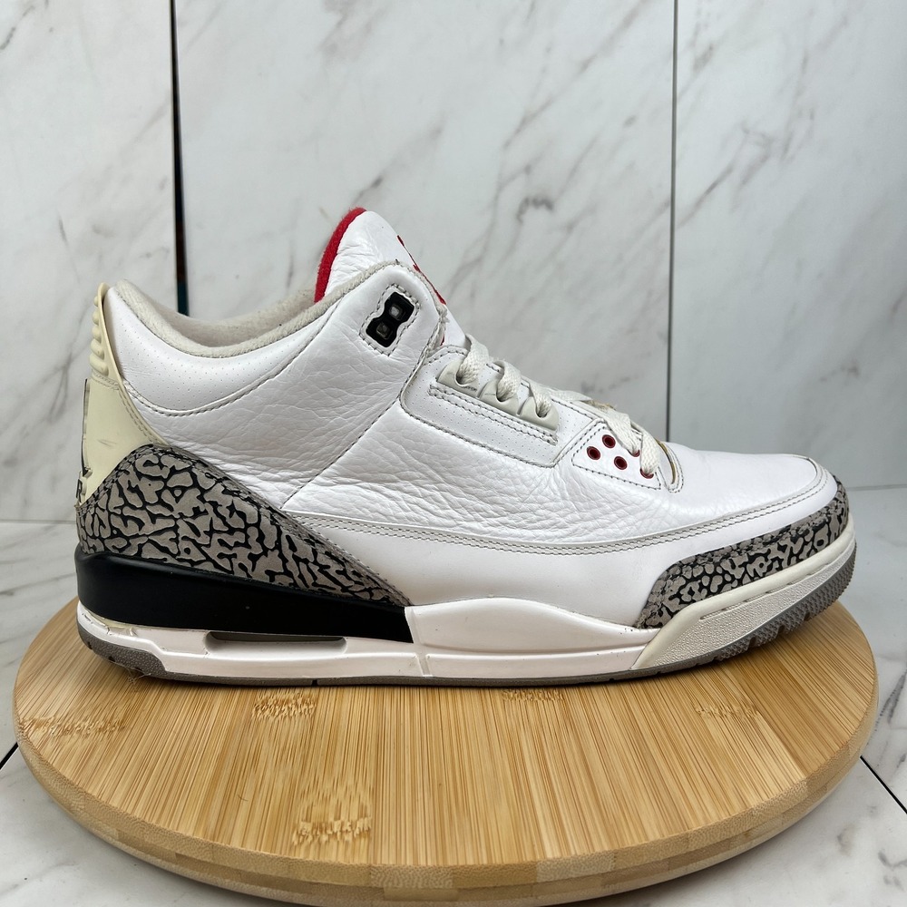 2011 Nike Air Jordan 3 Retro White Cement Mens Size 12.5 Sneakers 136064-105